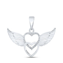 Load image into Gallery viewer, Enchanted Wings of Love Diamond Pendant Top view from the 10Kt White Gold Womens Round Diamond Wing Heart Pendant 1 20 Cttwpin213880 collection by Splendid Jewellery