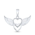 Enchanted Wings of Love Diamond Pendant Top view from the 10Kt White Gold Womens Round Diamond Wing Heart Pendant 1 20 Cttwpin213880 collection by Splendid Jewellery