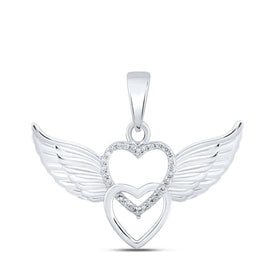 Enchanted Wings of Love Diamond Pendant Top view from the 10Kt White Gold Womens Round Diamond Wing Heart Pendant 1 20 Cttwpin213880 collection by Splendid Jewellery