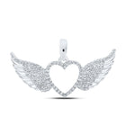 Sparkling Wings of Love Diamond Pendant Top view from the 10Kt White Gold Womens Round Diamond Wing Heart Pendant 1 4 Cttwpin213171 collection by Splendid Jewellery