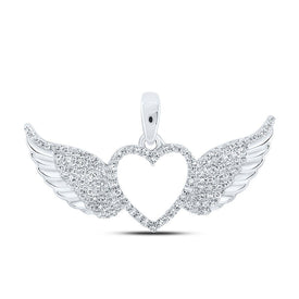 Sparkling Wings of Love Diamond Pendant Top view from the 10Kt White Gold Womens Round Diamond Wing Heart Pendant 1 4 Cttwpin213171 collection by Splendid Jewellery