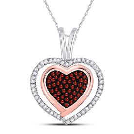 Captivating Love's Embrace Diamond Pendant Top view from the 10Kt White Gold Womens Round Red Color Enhanced Diamond Heart Pendant 1 12 Cttwpin63976 collection by Splendid Jewellery