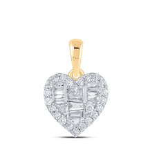 Load image into Gallery viewer, Radiant Love: 10kt Yellow Gold Baguette Diamond Heart Pendant product  Top View from Splendid Jewellery