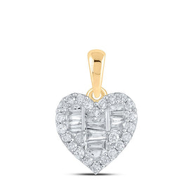 Radiant Love: 10kt Yellow Gold Baguette Diamond Heart Pendant product  Top View from Splendid Jewellery