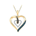 10kt Yellow Gold Diamond Heart & Love Symbol Pendant with Blue Color Enhanced Diamond product  Top View from Splendid Jewellery