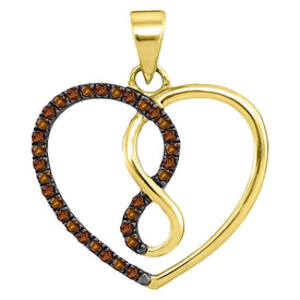 10kt Yellow Gold Diamond Heart & Love Symbol Pendant - A Mesmerizing Expression of Eternal Love and Devotion product  Top View from Splendid Jewellery