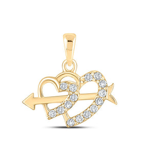 10kt Yellow Gold Diamond Heart & Love Symbol Pendant: A Captivating Expression of Romance and Elegance product  Top View from Splendid Jewellery