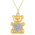 10kt Yellow Gold Diamond Bear Heart Pendant - A Symbol of Love and Strength product  Top View from Splendid Jewellery