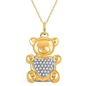10kt Yellow Gold Diamond Bear Heart Pendant - A Symbol of Love and Strength product  Top View from Splendid Jewellery
