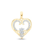 Radiant Love: 10kt Yellow Gold Diamond Claddagh Heart Pendant product  Top View from Splendid Jewellery