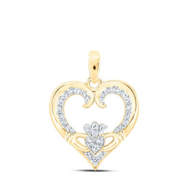 Radiant Love: 10kt Yellow Gold Diamond Claddagh Heart Pendant product  Top View from Splendid Jewellery