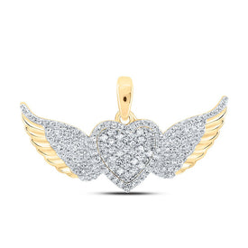 10kt Yellow Gold Diamond Wing Heart Pendant: A Mesmerizing Symbol of Love and Freedom product  Top View from Splendid Jewellery