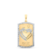 Load image into Gallery viewer, Radiant Love Affair: 10kt Yellow Gold Diamond Heart &amp; Love Symbol Pendant product  Top View from Splendid Jewellery