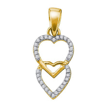 Load image into Gallery viewer, 10kt Yellow Gold Double Heart Diamond Pendant - Symbol of Eternal Love and Romance product  Top View from Splendid Jewellery