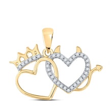 Load image into Gallery viewer, Radiant Love Diamond Pendant | 10kt Yellow Gold Double Heart Pendant with Sparkling Diamond Accent product  Top View from Splendid Jewellery