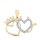 Radiant Love Diamond Pendant | 10kt Yellow Gold Double Heart Pendant with Sparkling Diamond Accent product  Top View from Splendid Jewellery