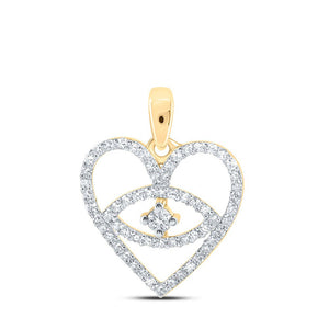 Diamond Heart & Love Symbol Pendant | 10kt Yellow Gold Womens Round Diamond Eye Heart Pendant 1/3 Cttw | Splendid Jewellery GND
