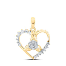 Load image into Gallery viewer, Radiant Love: 10kt Yellow Gold Diamond Flower Heart Pendant product  Top View from Splendid Jewellery