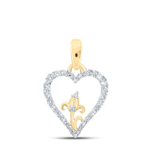 Load image into Gallery viewer, 10kt Yellow Gold Diamond Heart &amp; Flower Pendant | Splendid Jewellery product  Top View from Splendid Jewellery