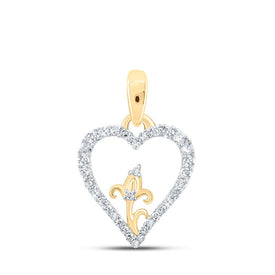 10kt Yellow Gold Diamond Heart & Flower Pendant | Splendid Jewellery product  Top View from Splendid Jewellery