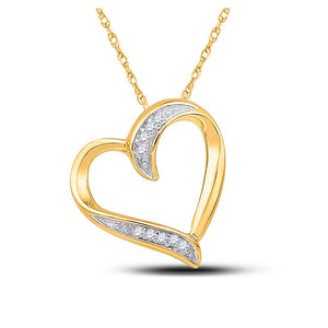 Diamond Heart & Love Symbol Pendant | 10kt Yellow Gold Womens Round Diamond Heart Outline Pendant .03 Cttw | Splendid Jewellery GND