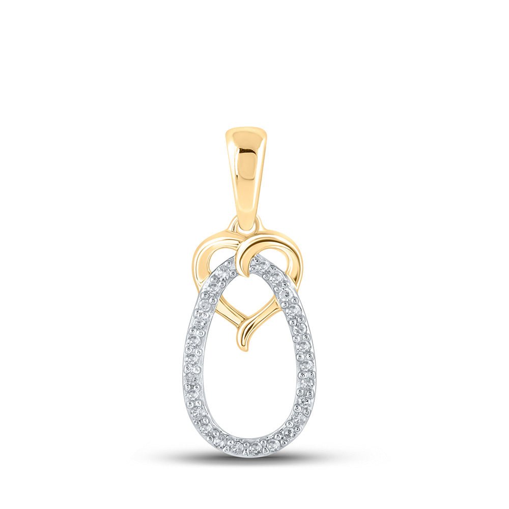 Diamond Heart & Love Symbol Pendant | 10kt Yellow Gold Womens Round Diamond Heart Oval Pendant 1/12 Cttw | Splendid Jewellery GND