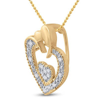 Load image into Gallery viewer, 10kt Yellow Gold Diamond Heart &amp; Love Symbol Pendant - Mesmerizing Romance product Side View from Splendid Jewellery