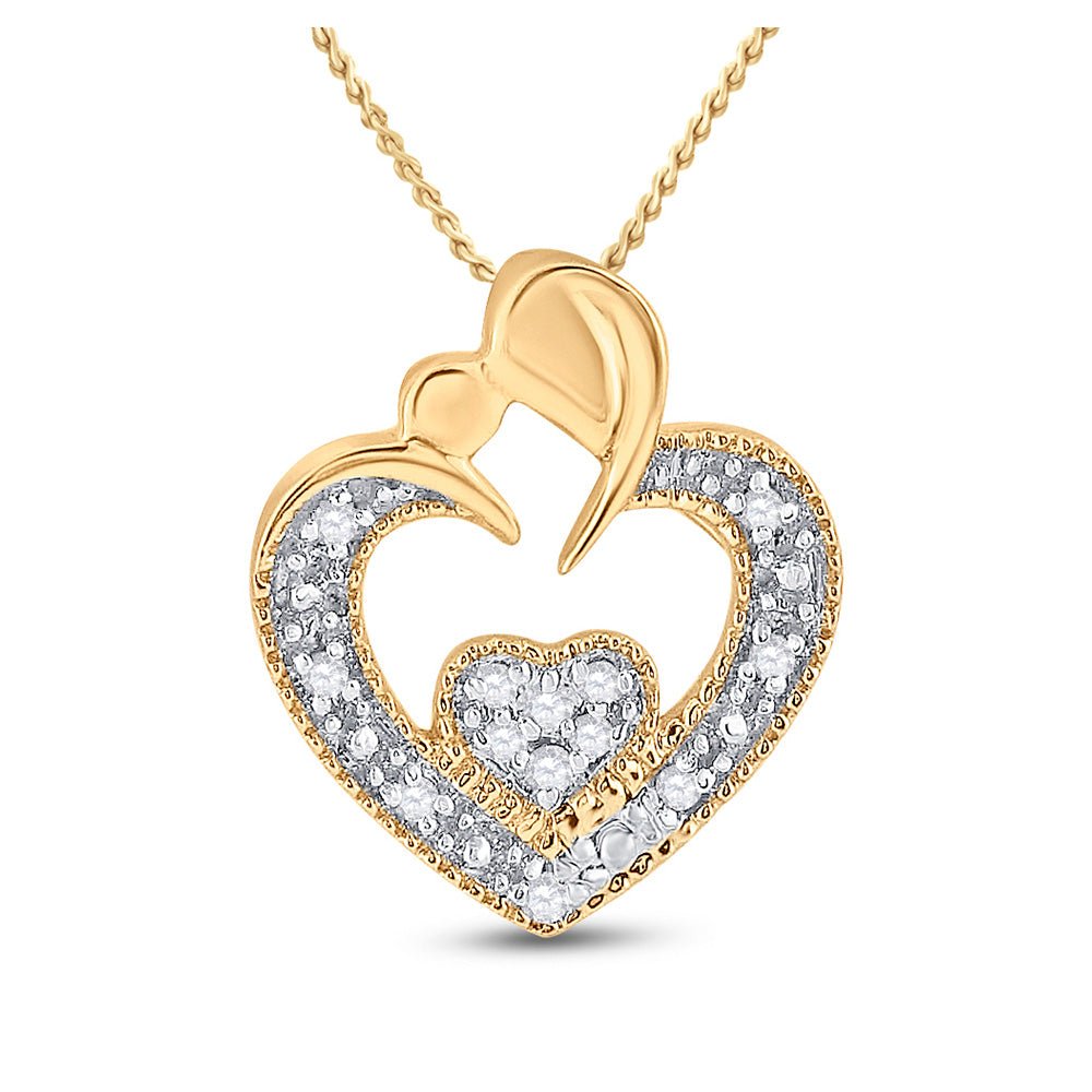 Diamond Heart & Love Symbol Pendant | 10kt Yellow Gold Womens Round Diamond Heart Pendant .03 Cttw | Splendid Jewellery GND