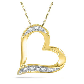 Radiant Love Diamond Pendant - 10kt Yellow Gold Heart Necklace with Sparkling Diamond Accent product  Top View from Splendid Jewellery