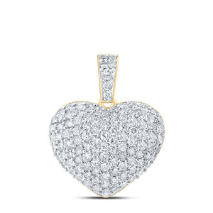 Diamond Heart & Love Symbol Pendant | 10kt Yellow Gold Womens Round Diamond Heart Pendant 1 Cttw | Splendid Jewellery GND