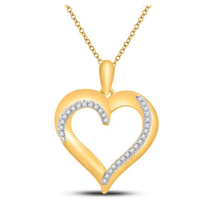Diamond Heart & Love Symbol Pendant | 10kt Yellow Gold Womens Round Diamond Heart Pendant 1/10 Cttw | Splendid Jewellery GND