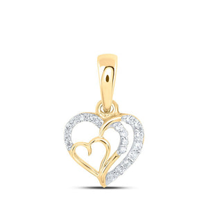 Diamond Heart & Love Symbol Pendant | 10kt Yellow Gold Womens Round Diamond Heart Pendant 1/10 Cttw | Splendid Jewellery GND