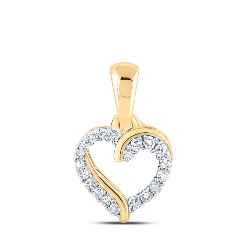 Diamond Heart & Love Symbol Pendant | 10kt Yellow Gold Womens Round Diamond Heart Pendant 1/12 Cttw | Splendid Jewellery GND