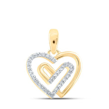 Load image into Gallery viewer, 10kt Yellow Gold Diamond Heart &amp; Love Symbol Pendant - A Captivating Expression of Love and Affection product  Top View from Splendid Jewellery