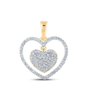 Diamond Heart & Love Symbol Pendant | 10kt Yellow Gold Womens Round Diamond Heart Pendant 1/3 Cttw | Splendid Jewellery GND