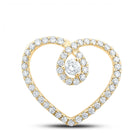 Radiant Love Diamond Pendant | 10kt Yellow Gold Womens Round Diamond Heart Pendant 1/3 Cttw | Splendid Jewellery product  Top View from Splendid Jewellery