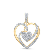 Load image into Gallery viewer, Radiant Love Diamond Pendant | 10kt Yellow Gold Heart Necklace with Sparkling Diamonds 1/4 Cttw product  Top View from Splendid Jewellery
