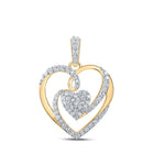 Radiant Love Diamond Pendant | 10kt Yellow Gold Heart Necklace with Sparkling Diamonds 1/4 Cttw product  Top View from Splendid Jewellery