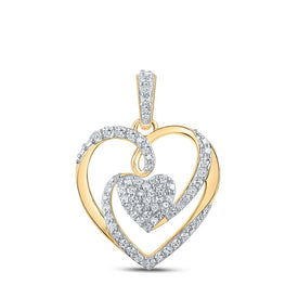 Radiant Love Diamond Pendant | 10kt Yellow Gold Heart Necklace with Sparkling Diamonds 1/4 Cttw product  Top View from Splendid Jewellery