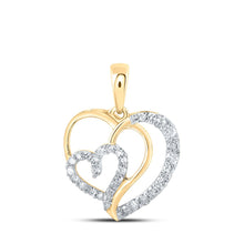 Load image into Gallery viewer, Captivating Love &amp; Diamond Heart Pendant | 10kt Yellow Gold Womens Round Diamond Heart Pendant 1/4 Cttw | Splendid Jewellery product  Top View from Splendid Jewellery