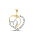 Captivating Love & Diamond Heart Pendant | 10kt Yellow Gold Womens Round Diamond Heart Pendant 1/4 Cttw | Splendid Jewellery product  Top View from Splendid Jewellery