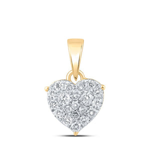 Diamond Heart & Love Symbol Pendant | 10kt Yellow Gold Womens Round Diamond Heart Pendant 1/4 Cttw | Splendid Jewellery GND