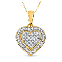Load image into Gallery viewer, Romantic Brilliance: 10kt Yellow Gold Diamond Heart Pendant 1/4 Cttw product  Top View from Splendid Jewellery