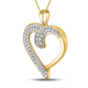 Diamond Heart & Love Symbol Pendant | 10kt Yellow Gold Womens Round Diamond Heart Pendant 1/4 Cttw | Splendid Jewellery GND