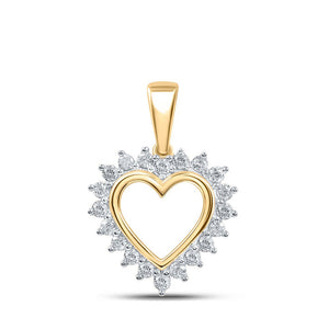 Diamond Heart & Love Symbol Pendant | 10kt Yellow Gold Womens Round Diamond Heart Pendant 1/5 Cttw | Splendid Jewellery GND
