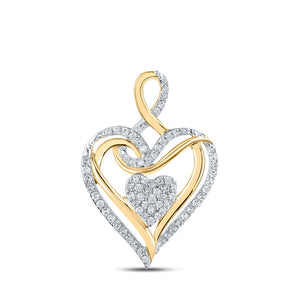 Diamond Heart & Love Symbol Pendant | 10kt Yellow Gold Womens Round Diamond Heart Pendant 1/5 Cttw | Splendid Jewellery GND