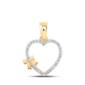 Diamond Heart & Love Symbol Pendant | 10kt Yellow Gold Womens Round Diamond Heart Pendant 1/8 Cttw | Splendid Jewellery GND