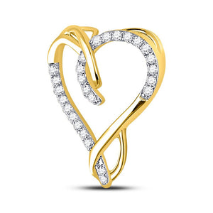 Diamond Heart & Love Symbol Pendant | 10kt Yellow Gold Womens Round Diamond Heart Pendant 1/8 Cttw | Splendid Jewellery GND