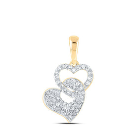 10kt Yellow Gold Diamond Heart Pendant: A Mesmerizing Symbol of Love and Romance product  Top View from Splendid Jewellery