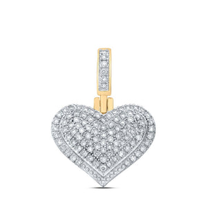 Diamond Heart & Love Symbol Pendant | 10kt Yellow Gold Womens Round Diamond Heart Pendant 5/8 Cttw | Splendid Jewellery GND